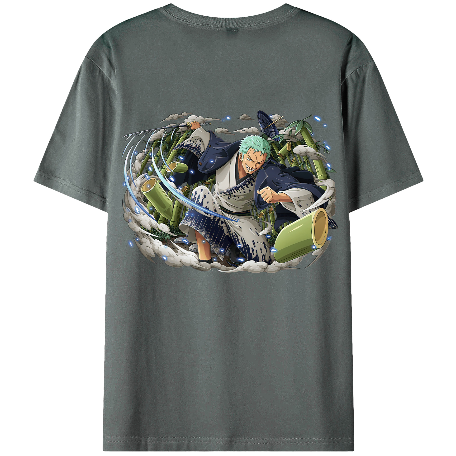 ワンピース ロロノア・ゾロ ONE PIECE Roronoa Zoro 綿100％ メンズ半袖Tシャツ（バックプリント） 通気性